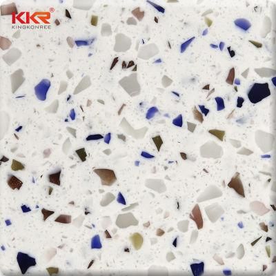 White Terrazzo Solid Surface Stone Artificial Stone Slab for Kitchen Countertop