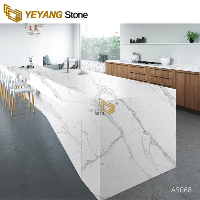 Artificial Quartz Stone Slab Supplier for Kitchen Waterfall Island