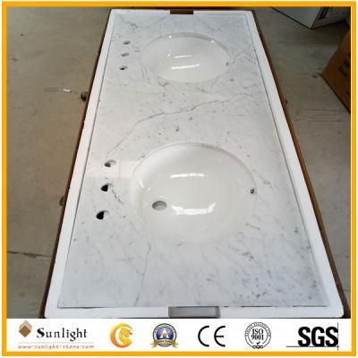Pencil Edges Custom Carrara White Marble/Stone Bathroom Vanity Top
