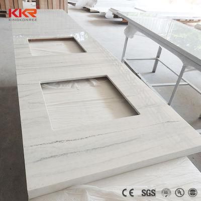 Custom Made Marble Veined Solid Surface Kitchen Top