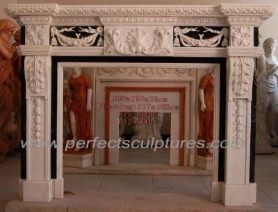 Classic Two Tone Fireplace Surround with White Green Marble (QY-LS205)