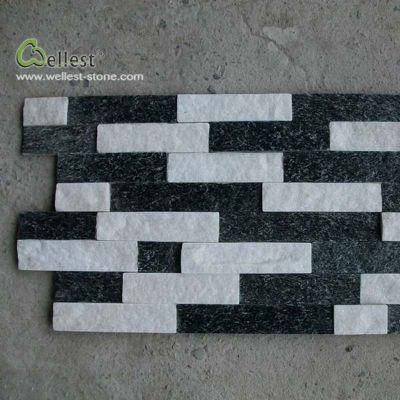 White Black Ledgestone Veneer Cultured Stone Slate Wall Cladding Facade Panel Wall Tile