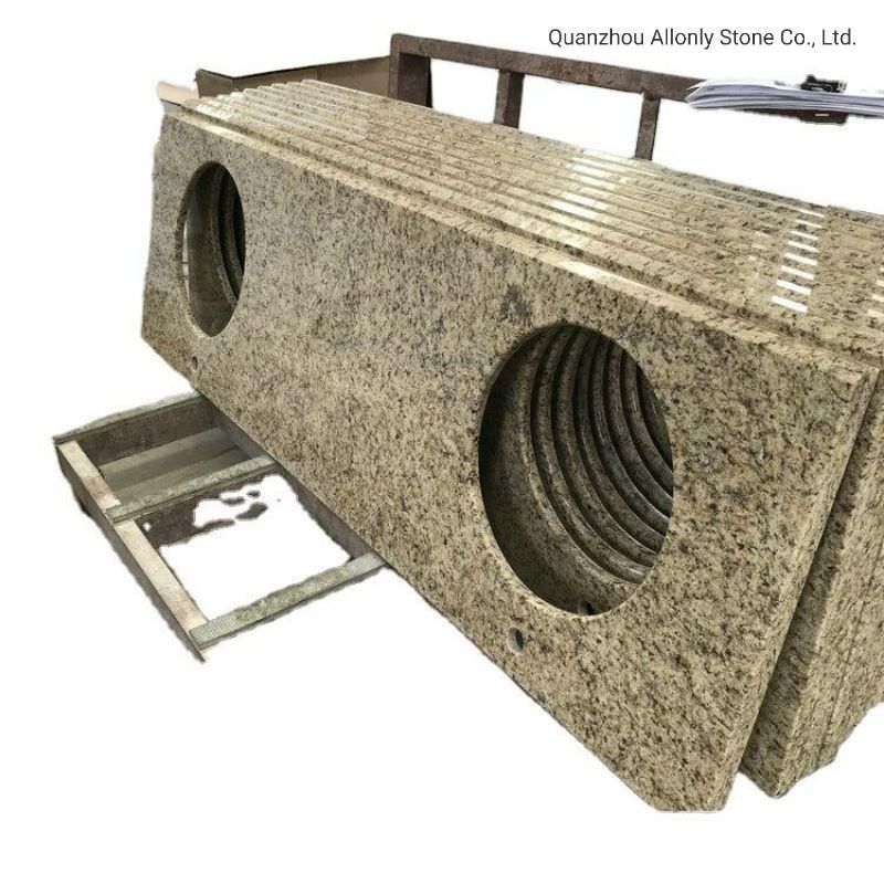 Sink Hole Precut Wholesale Venetien Gold Granite Countertops for Bathroom