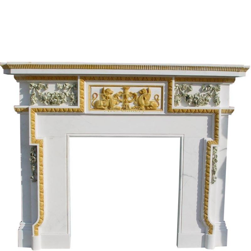 China Suppliers Modern Design Hand Engraving Stone Polished Marble Fireplace