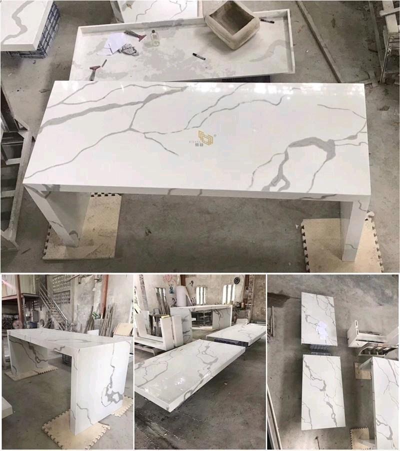 Artificial Quartz Tile/Slab White Stone Countertop/Kitchen/Bathroom/Vanity Top Design