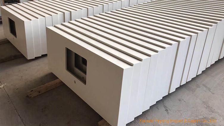 Polish/Honed White Quartz Vanity Tops/Countertops for Bathroom Decoration Project Building