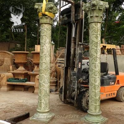 Natural Green Marble Stone House Pillars Hand Carving Marble Roman Columns for Building Construction