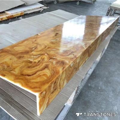 Translucent Resin Panel Interior Decorated Yellow Alabaster Bar Top