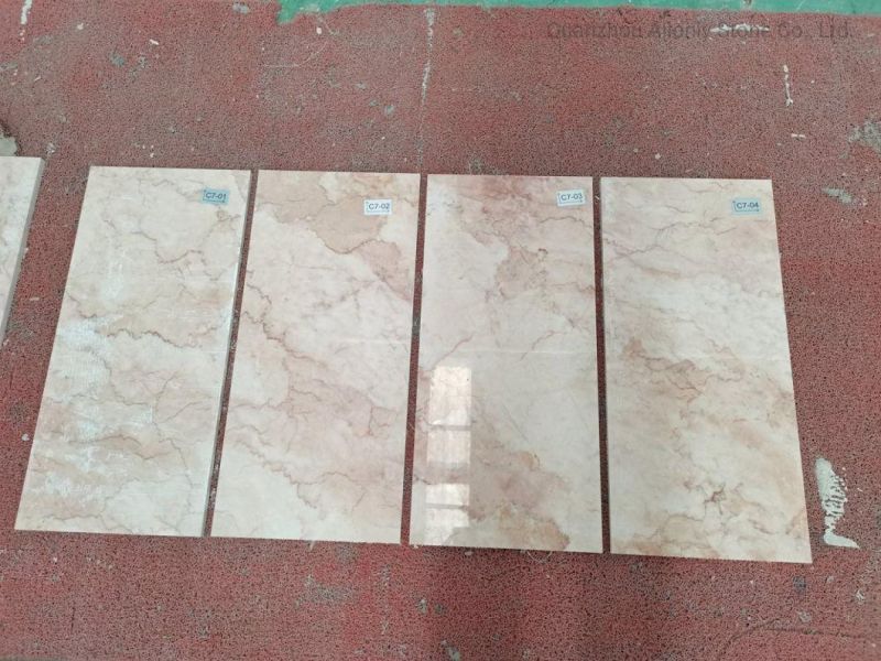 Home Furniture Creamy Rose Natural Marble Cube Base Stone Side Table
