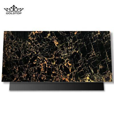 Polished/Honed Black/Gold/White Bathroom/Kitchen Countertop 600*600 Tile Black Gold Marble for Home