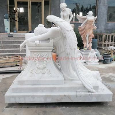 Blve Stone Cemetery Weeping Angel Statues Tombstone Marble Headstone