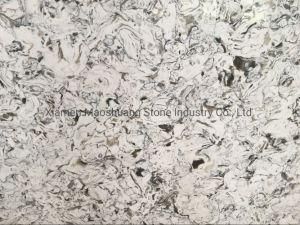 China Polished White Grey Quartz Stone Color with Oyster Wave Veins