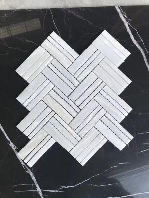 Wholesales Round Medallion Waterjet Tile Custom Floor Medallion White with Black Marble Tile for House Decoration