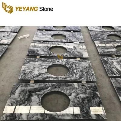Custom Black and White Surface Polishing Marble Vanity Top