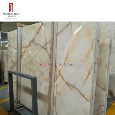 Backlit Big Slab Stone Snow White Onyx Marble Slab