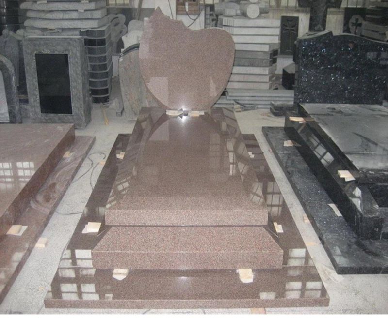 Poland Style Pink Red G562 European Tombstone Momument with Cross Shape Carving Headstone