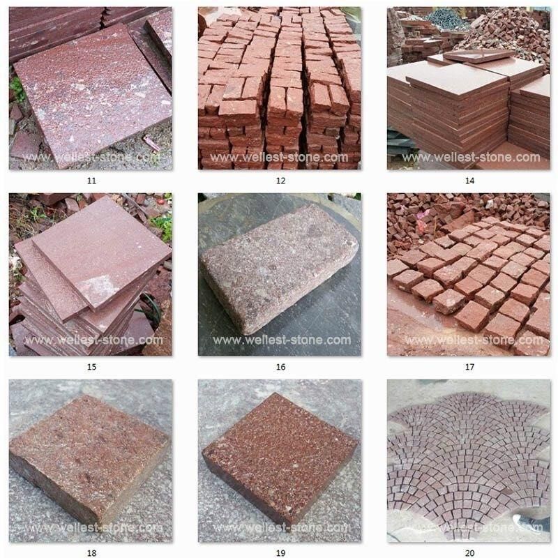 Flamed Finish Ocean Red Granite Tile Exterior Flooring