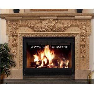 Fireplace Mantel, Natural Stone Yellow Marble Fireplace for Indoor &amp; Outdoor