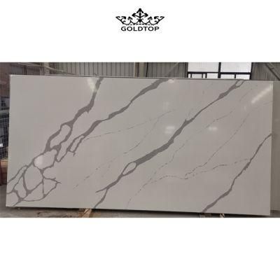 Grateful Polished/Honed/Leather Finish Calacatta Stone Slabs/Tiles Artificial Quartz for Kitchen/Bathroom Table Tops