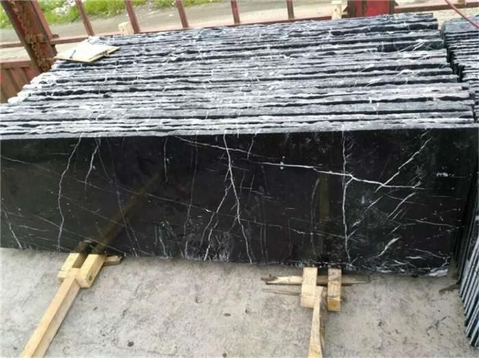Cheap Price Black Nero Marquina Marble Slab with White Veins