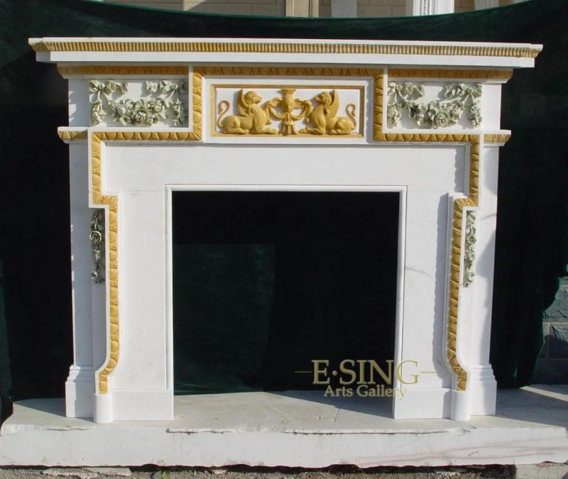 Natural Mix Color Carved Marble Fireplace for Sale