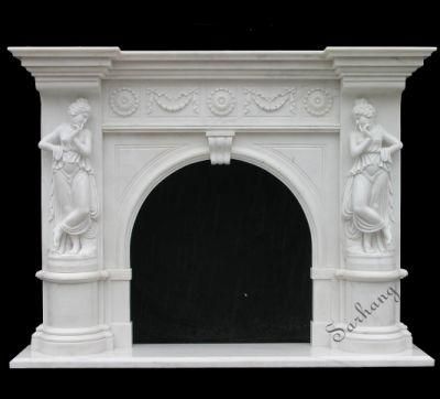 Classical White Marble Stone Fireplace Frame Mantel Surround