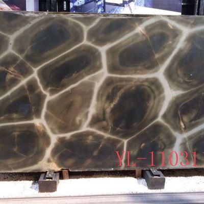 Moire Green Blue Marble Slabs for Interior Flooring Wall Decoration