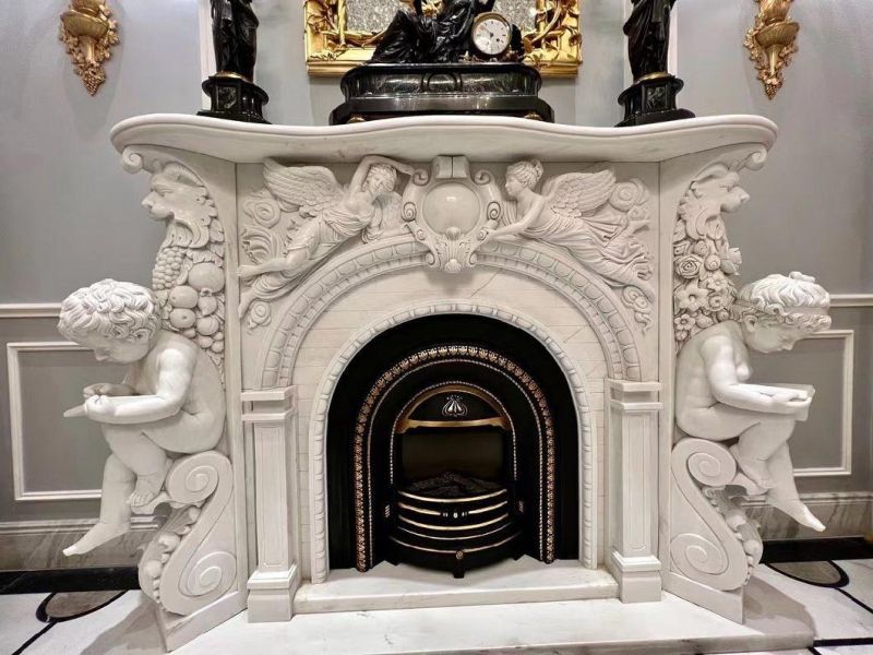 Modern Indoor Decorative Luxury Natural Stone Fireplace Surround Marble Fireplace