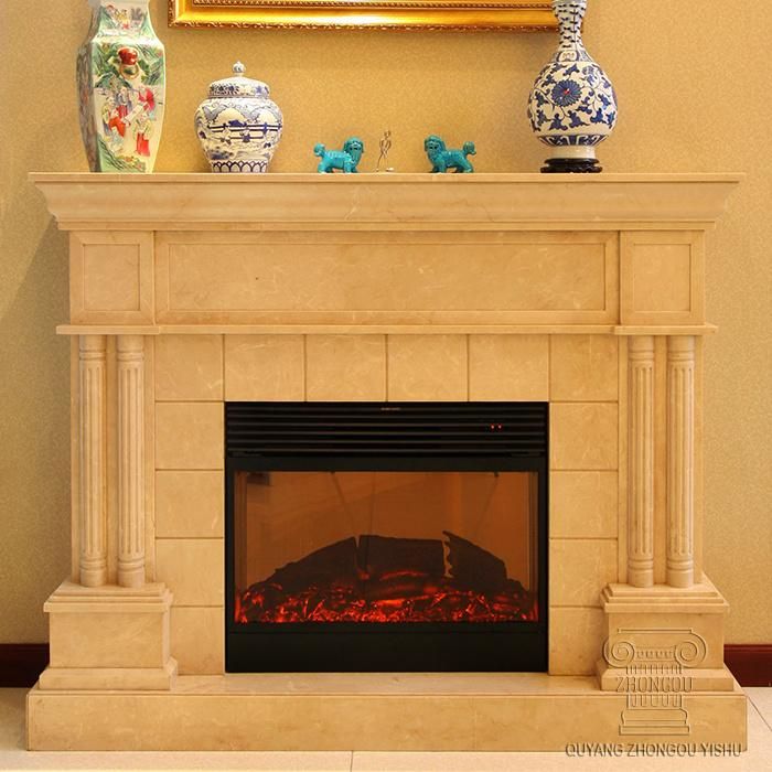 Contemporary Marble Fireplace Mantel for Home Decoration