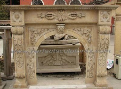 China Beige Marble Antique Fireplace Surround for Indoor (QY-LS621)