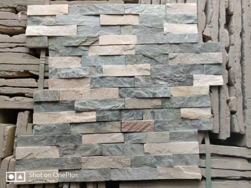 Factory Exterior Green and White Slate Culture Stone Veneer Wall Cladding for Outdoor Decoration