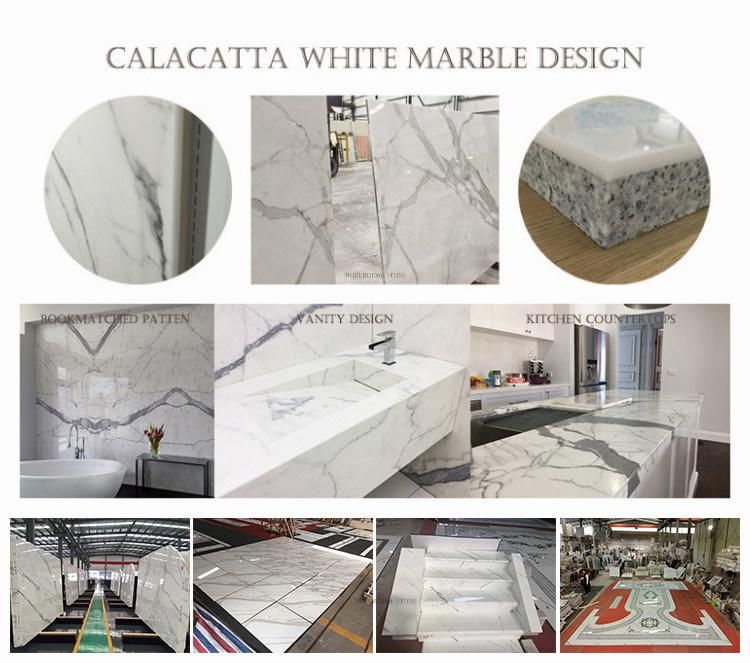 Italian Imported Calacatta Statuario White Natural Stone Marble for Bathroom Floor and Wall Design