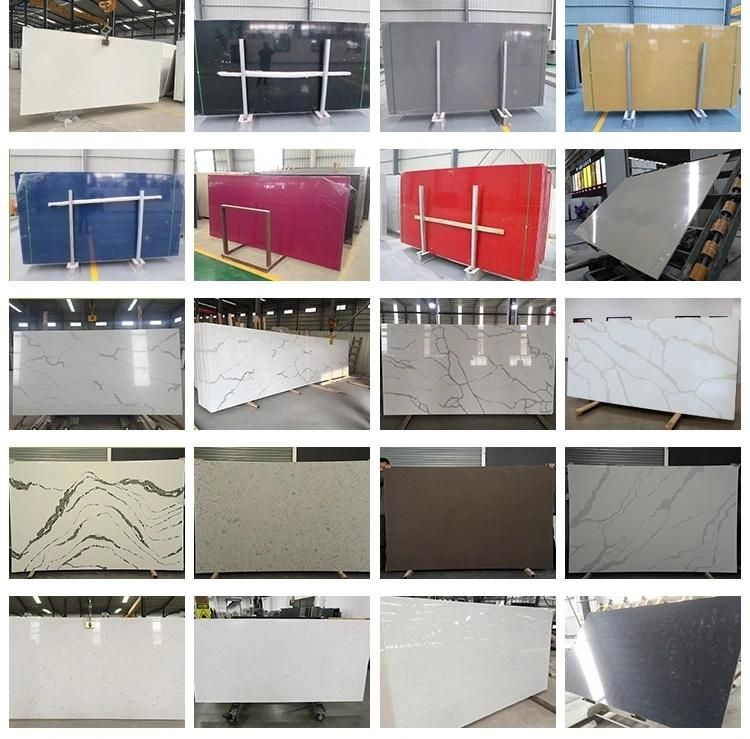 Prefabricated Artificial Quartz Stone Calacatta with Golden Veins