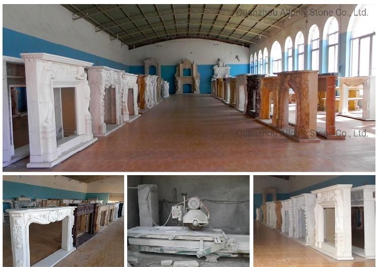 French Style Carving Indoor Decoration White Marble Fireplace Mantels for Sale