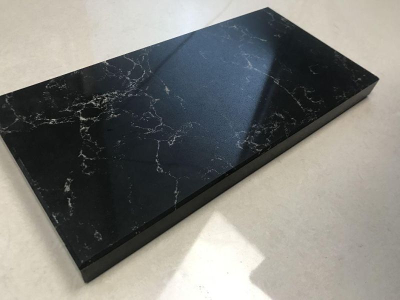 Artificial Marble Look Engineered Black Quartz Stone (SQ7004)
