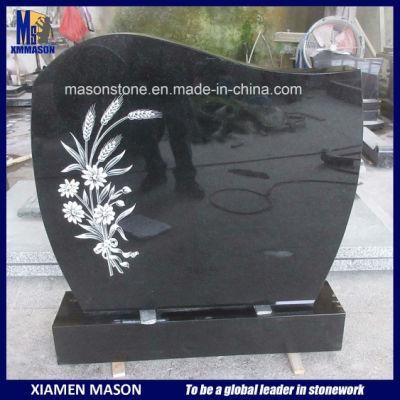 Mason France Standard Headstone with Line Carving Flower
