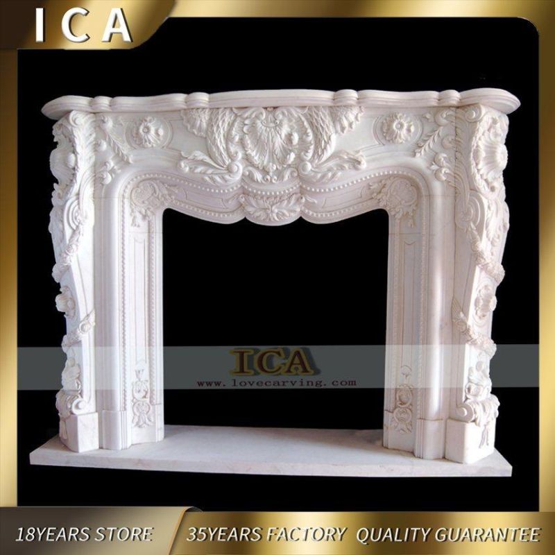 Stone Fireplace Home Decoration White Marble Fireplace