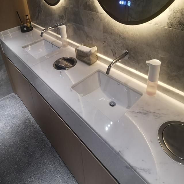 Atlantic White Natural Marble Stone Polished Slabs Cut-to-Size Tiles for Flooring and Wall and Work Tops