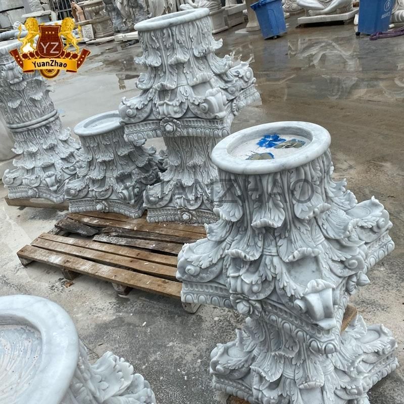Outdoor Natural Stone Roman Pillars Building Material Hand Carved Polished Italy Marble Solid Roman Column