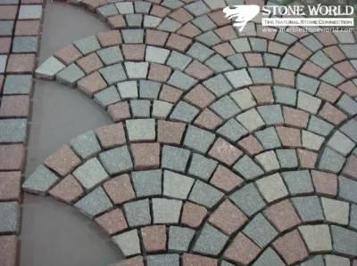 China Multicolor Fan Shape Slate Stone on Mesh, Flagstone Pavers