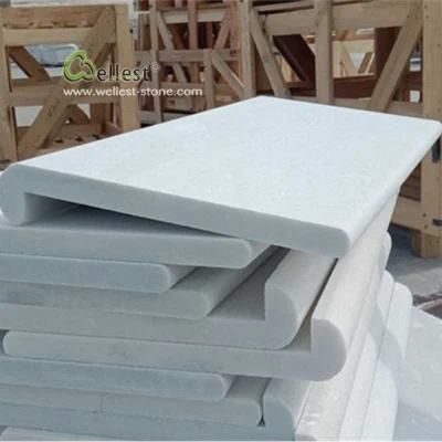 Elegant Pure White Quartzite Swimming Pool Coping Stones Drop Face Bullnose Edge Coping Stones