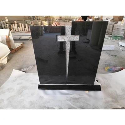 Cemetery Memorial Black Granite Blend White Granite Upright Headstones for Graves