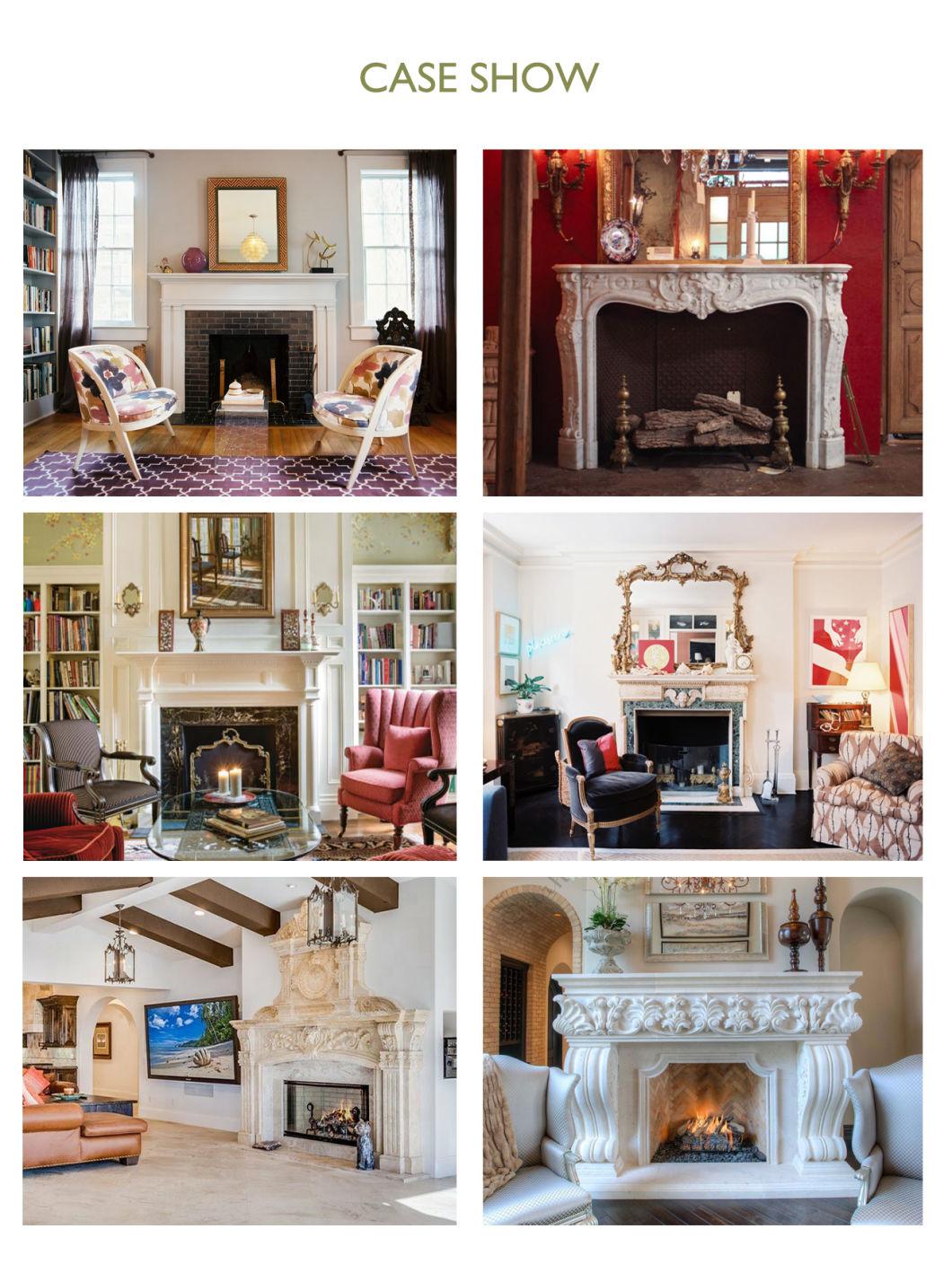 Customized Home Indoor Fireplace Mantel Interior Decorative Marble Fireplace Surround