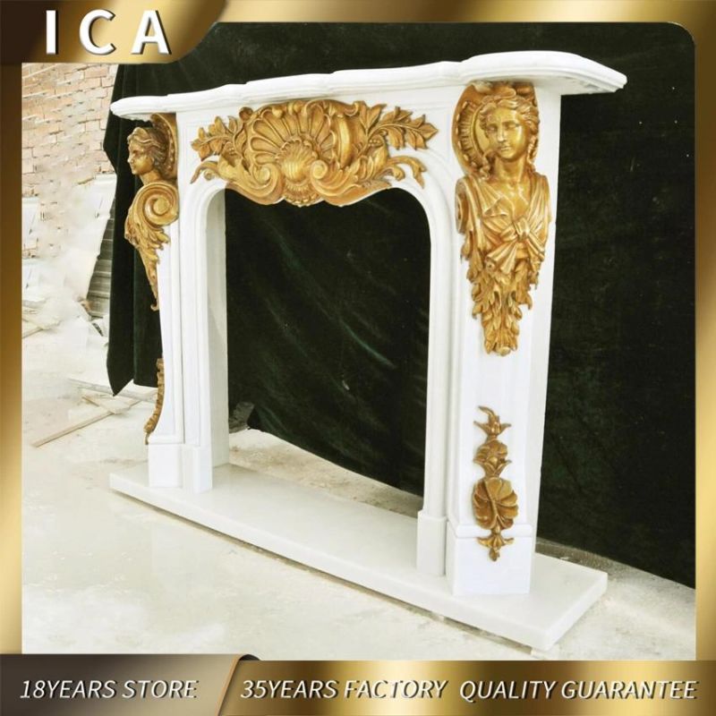 Luxury Home Interior Carved by Hand Marble Statue Boy Fireplace