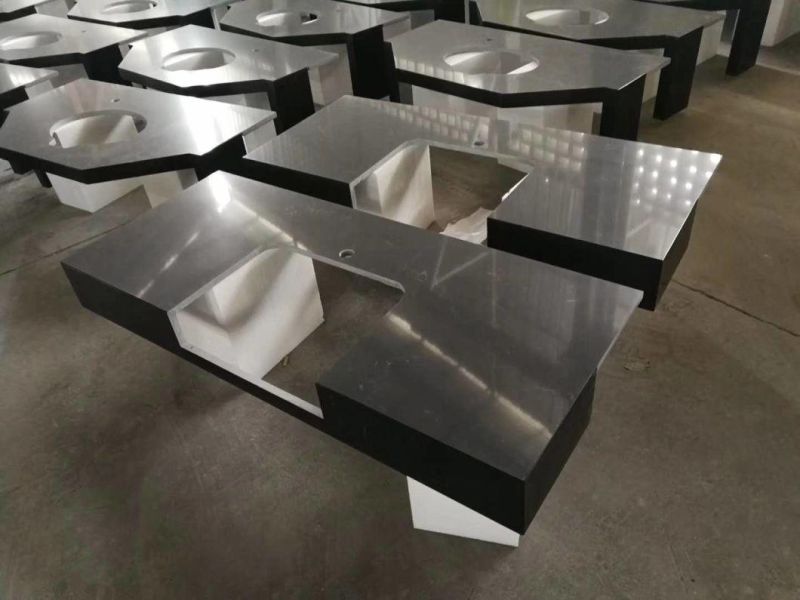 Black Quartz Slab Kitchen/Bathroom Countertop for Building Batroom/Furniture Sink