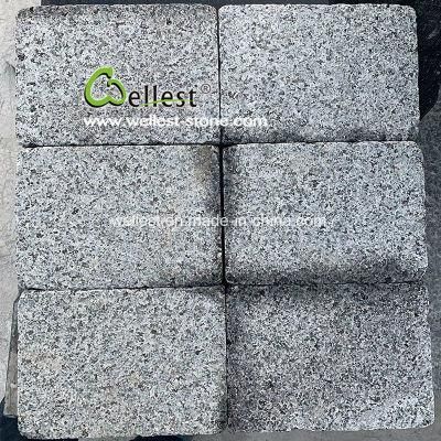 Dark Grey Granite Flamed Tumble Patio Cobblestone Setts Paver for Villa Project