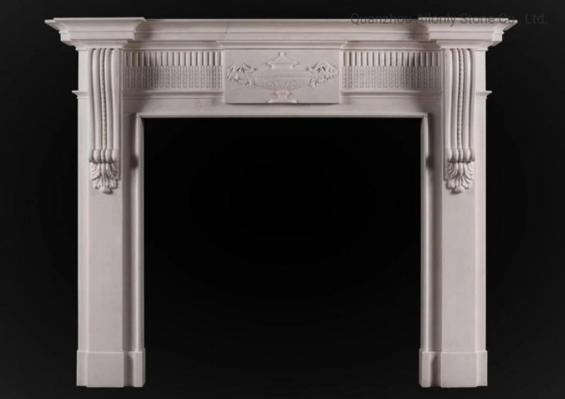 Modern Simple Design Natural Marble Limestone Fireplace Hearth Antique Mantel