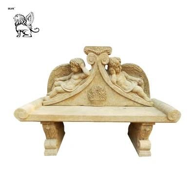 Antique Stone Bench Garden Cherub Statue Carving Marble Chair Mbg-30
