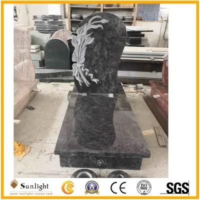 India Bahama Blue/Olive Green Granite Cemetery Western Obelisk Monuments Tombstone