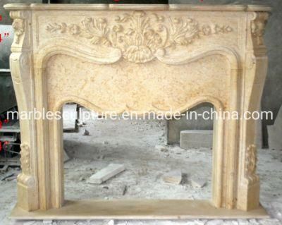 High Quality Factory Price Beige Marble Fireplace (SYMF-062)